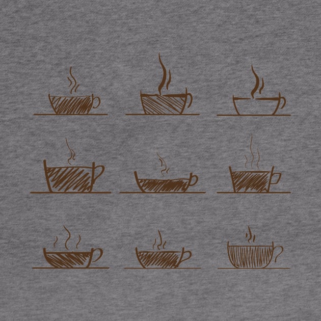 Set of Coffee and Tea Cup Sketchy Drawing by diplikaya